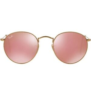 Ray-Ban RB3447 round metal sunglasses Pink mirror lenses Free shipping